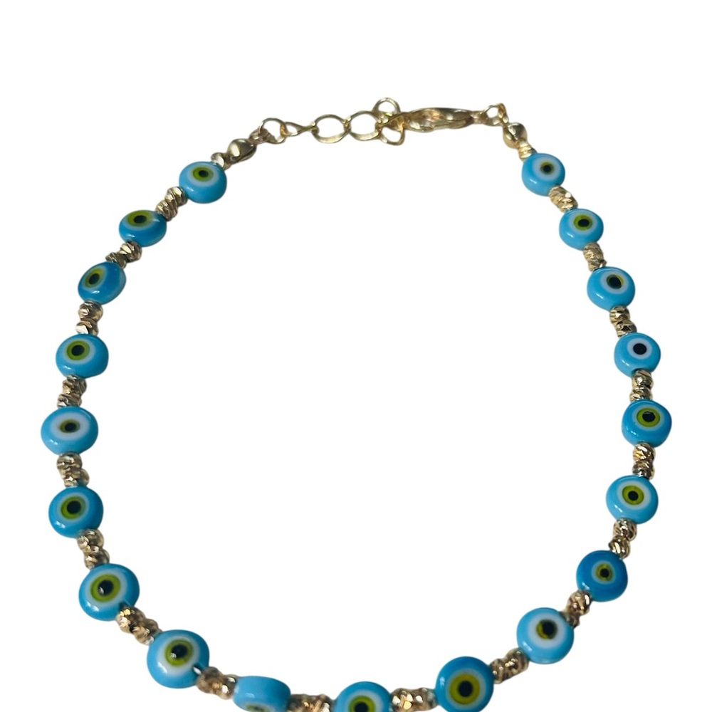 Turquoise Blue Evil Eye Beaded Anklet